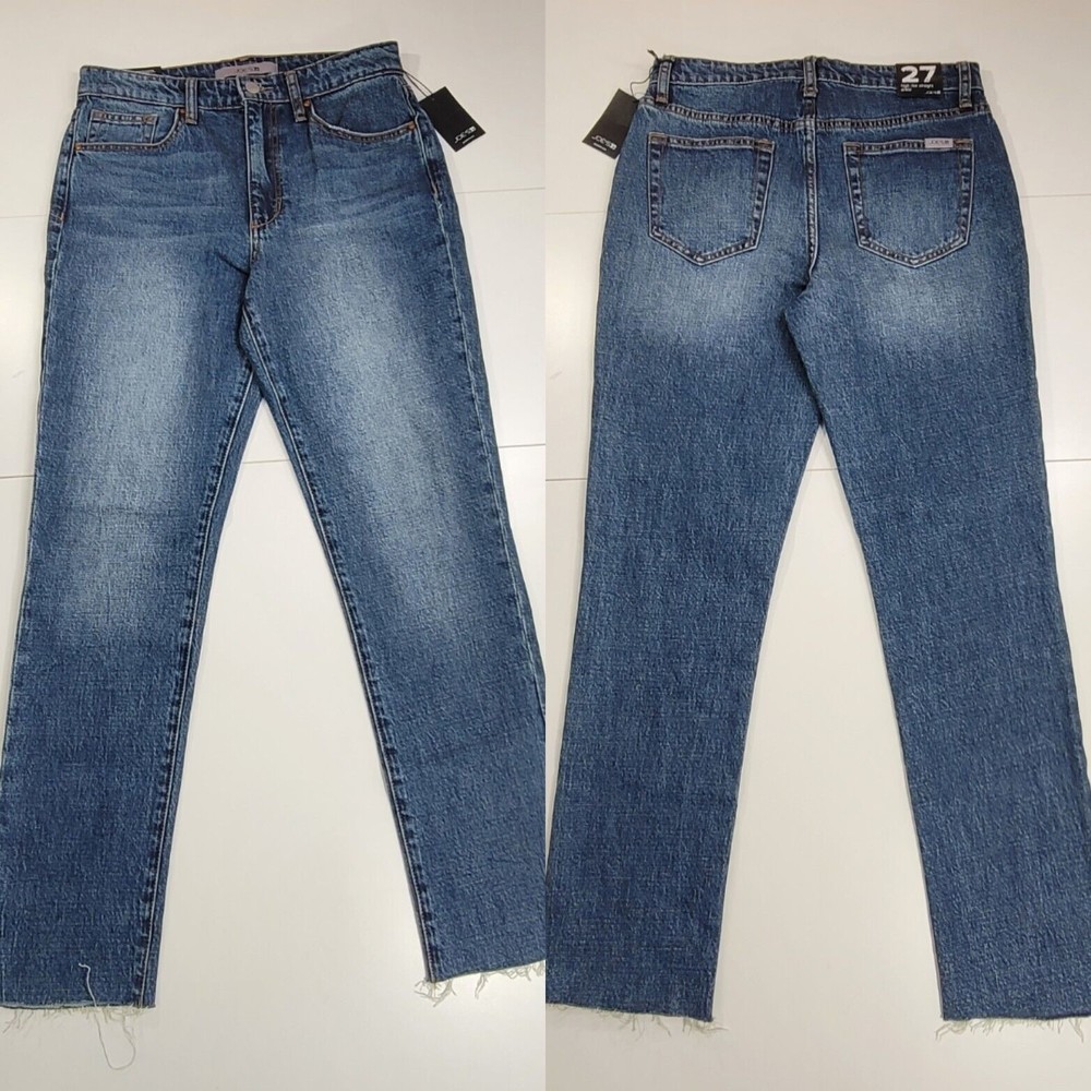 JOE'S JEANS Size 27 High Rise Straight Ankle Raw Hem Jeans Stretch Cotton NWT